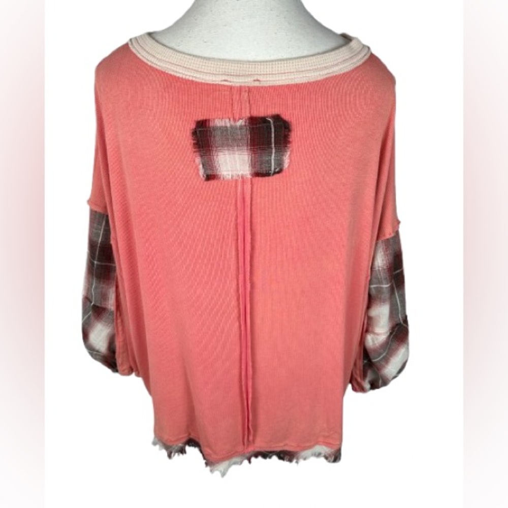 POL Pink Plaid Accent Blouse Size S - Picture 3 of 4